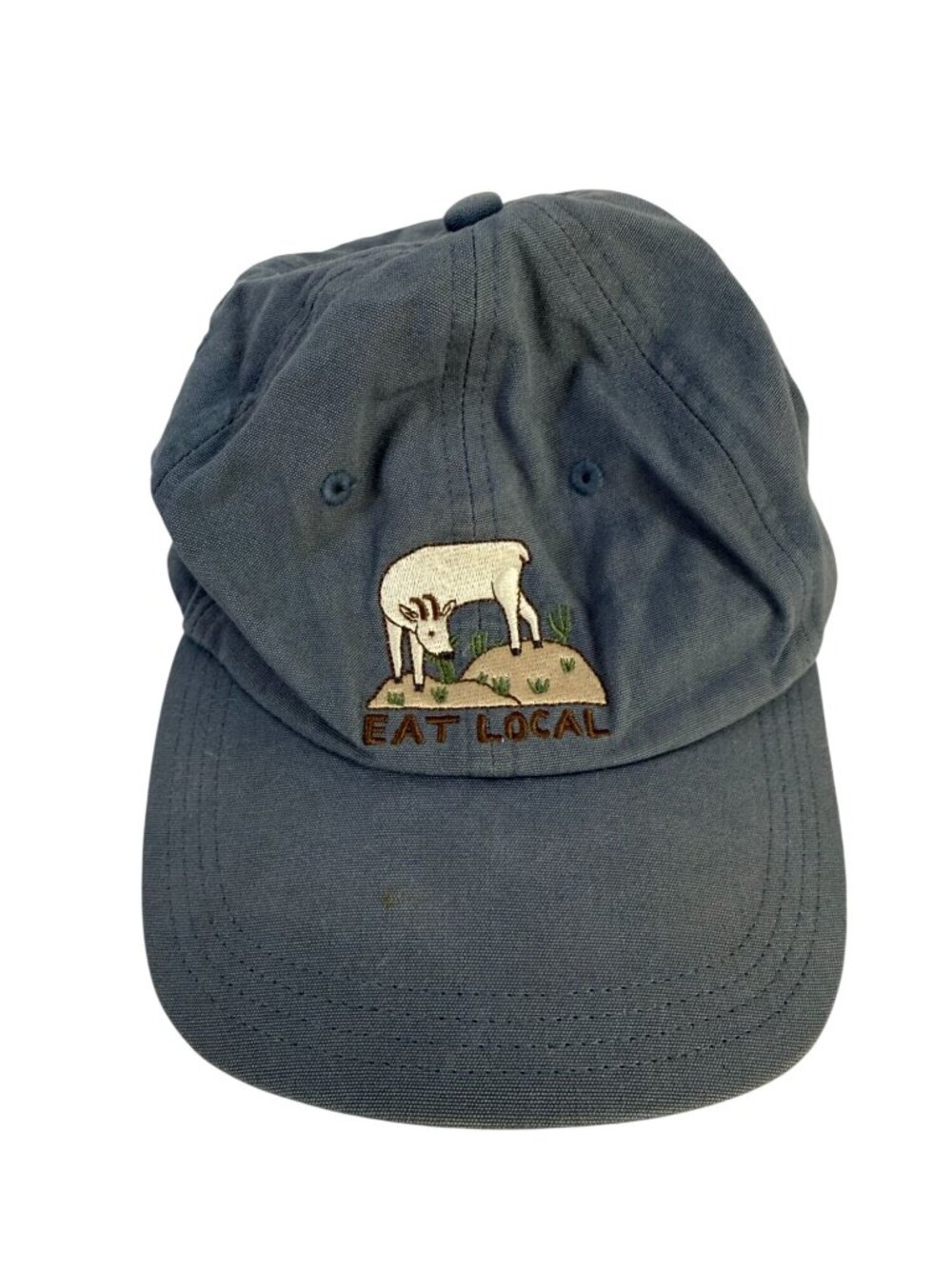 Patagonia Eat Local Goat Trad Dad Cap Embroidered Blue Adjustable Strapback Hat